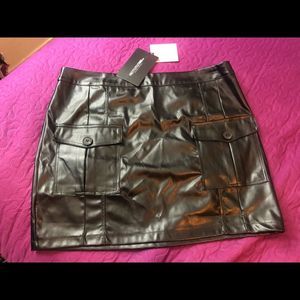 Prettylittlething faux leather mini skirt with pockets size UK 16 and Us 12